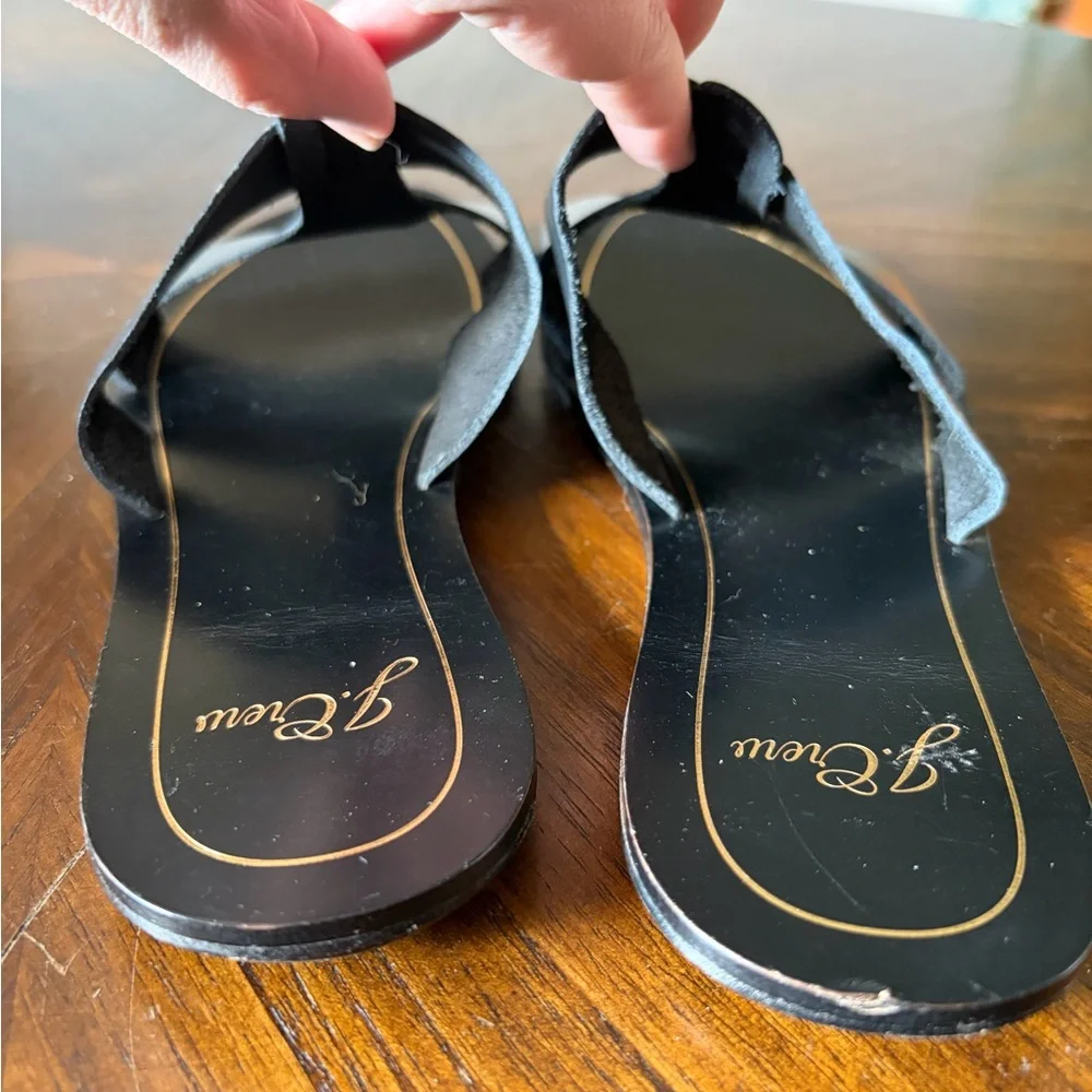 J. Crew Cyprus Sandals Interlocking Straps Black Leather Made in Italy Size 9 - Picture 10 of 13